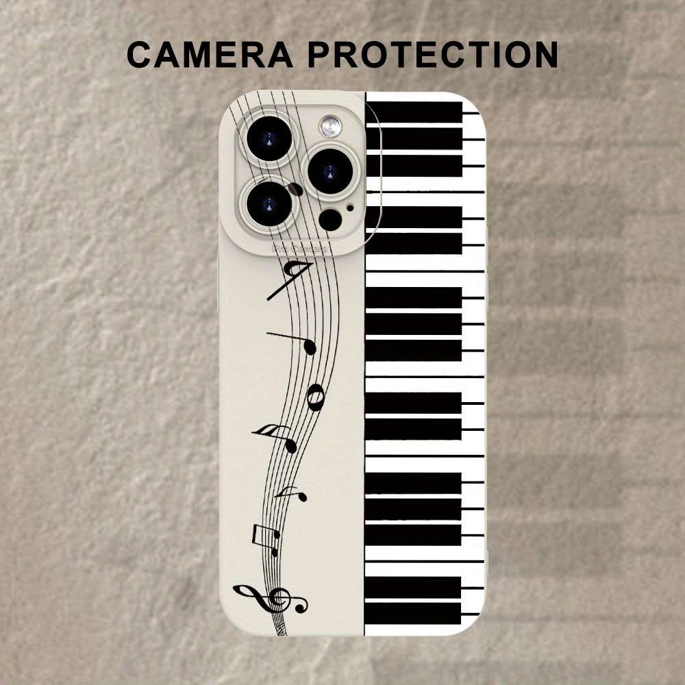 1Pc Ivory White For iPhone 13 Piano Music Note Phone Case