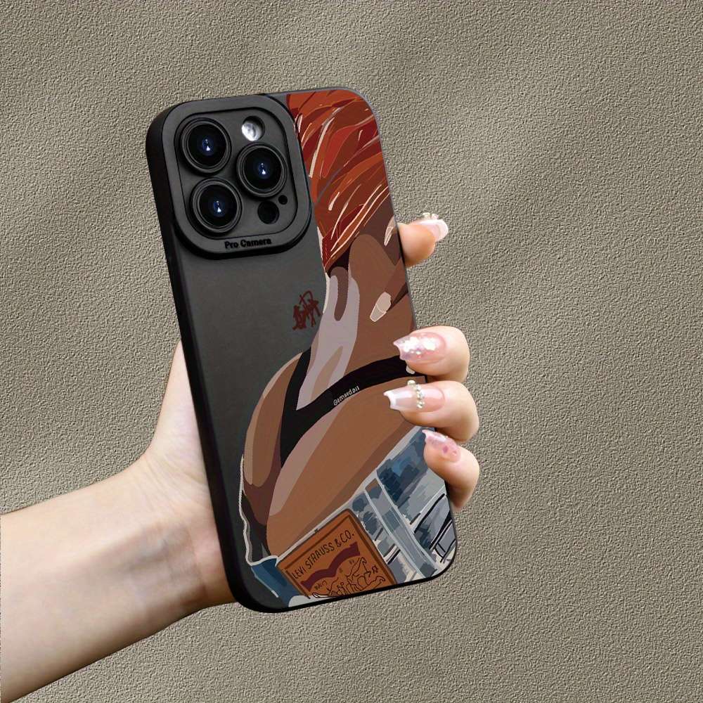 1Pc Black For iPhone 14 Plus Sexy Back Pattern Phone Case