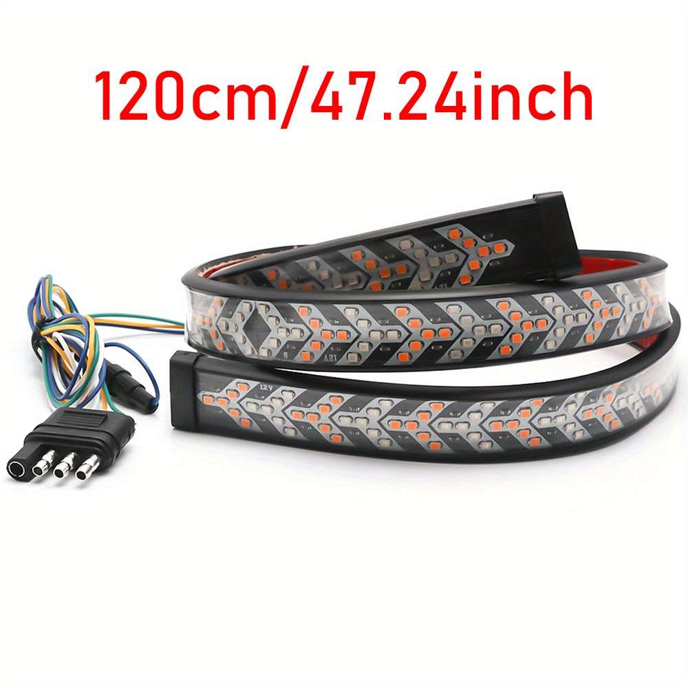 1pc 120cm LED Tailgate Light Bar Strip 12V Flexible Switchback Red Amber Yellow Seque