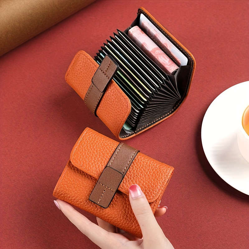 Stylish Lychee Pattern Bi-Fold Wallet With Multiple Card Slots Snap Closure And Coin Pock