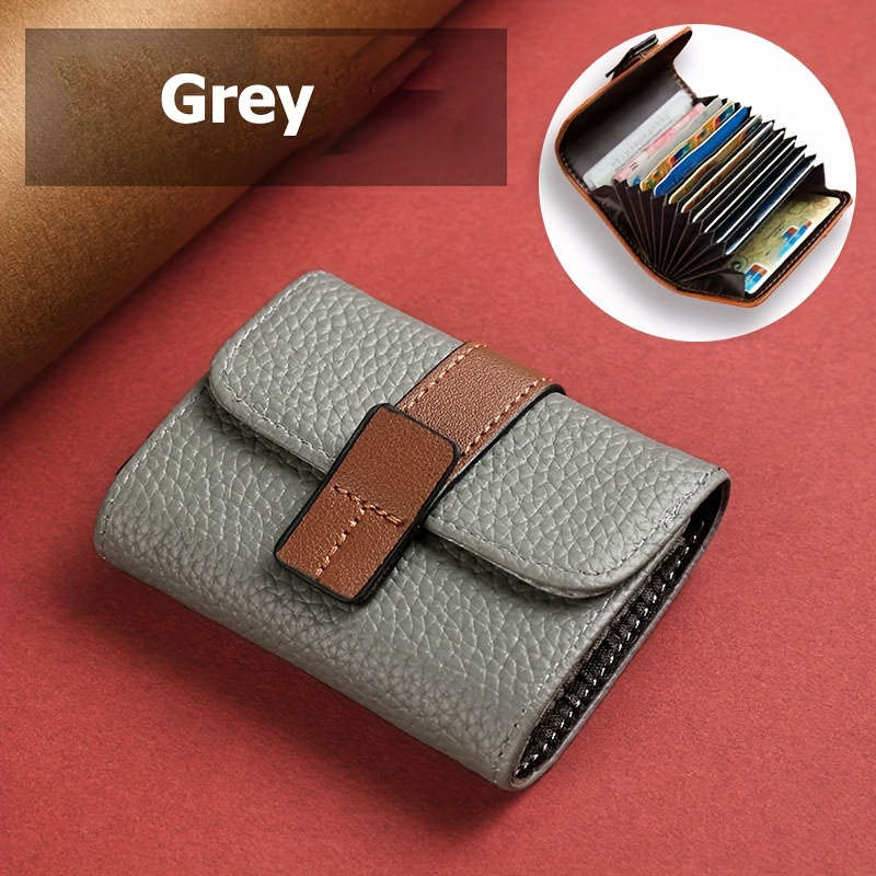 Stylish Lychee Pattern Bi-Fold Wallet With Multiple Card Slots Snap Closure And Coin Pock