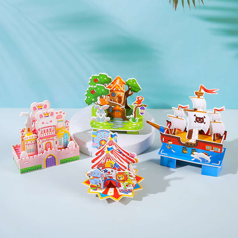 Building Toy Architectural Model Toy Set Color 4 Puzzles Of Wonderful Castle Are Randomly Sent