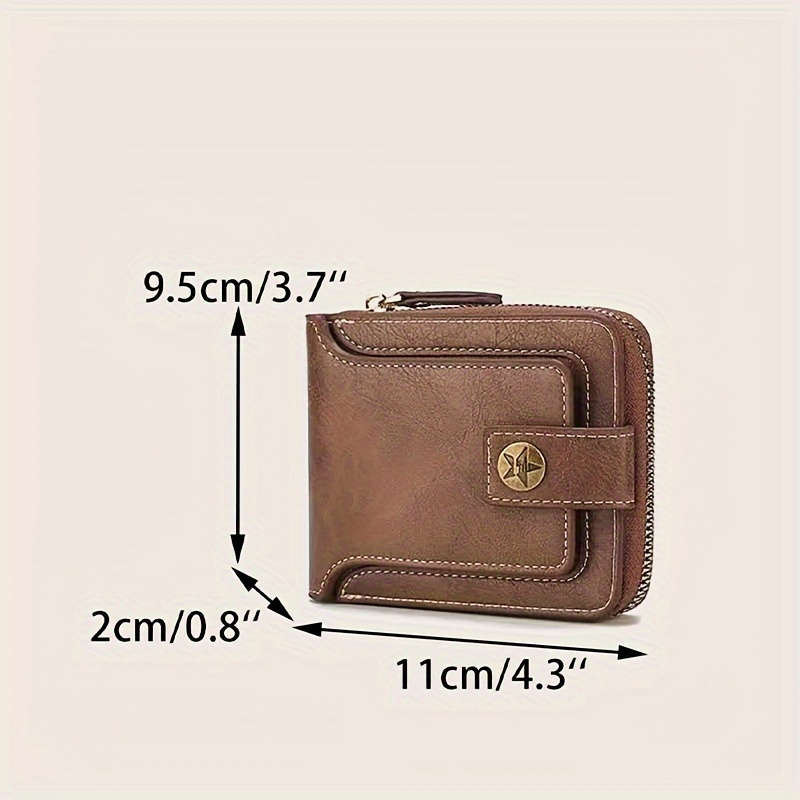 Sleek Faux Leather Wallet With Tree Patterncompact Zippered Credit Card Holder Coin Purse