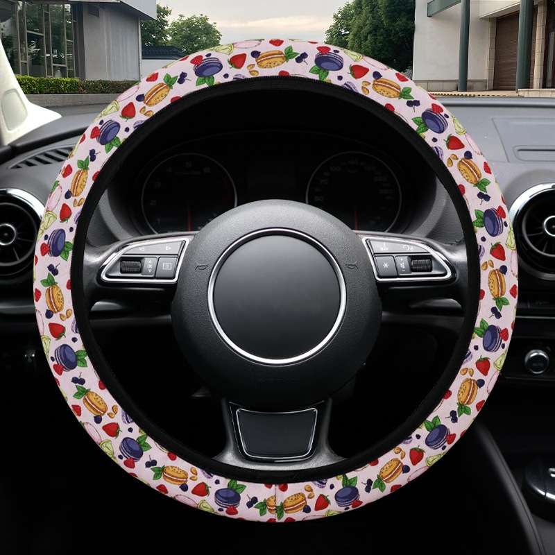 Car Steering Wheel Cover Multicolor Wildflowers Without Inner Circle Size 38Cm
