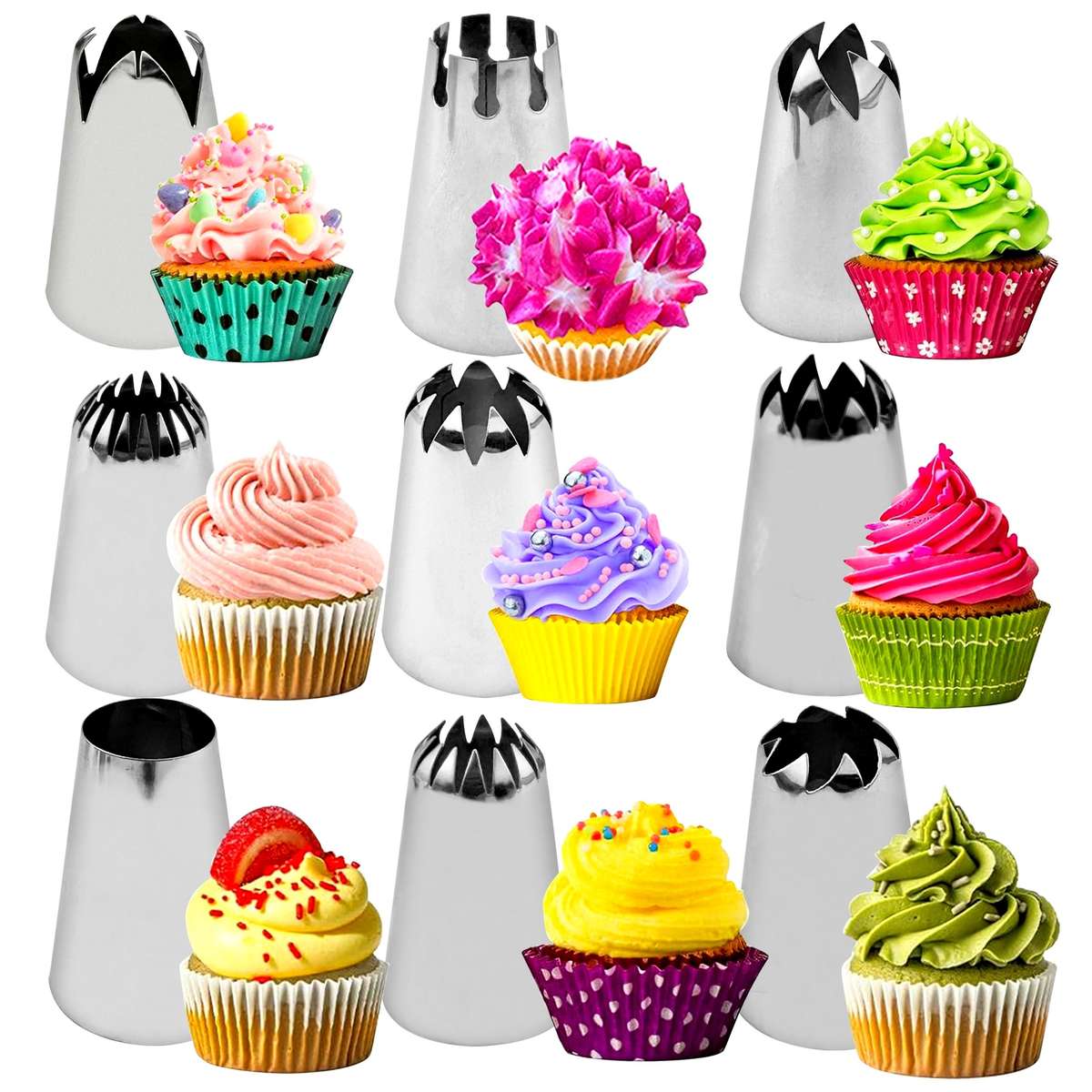 Piping Nozzle Color 9Pcs Large Decorating Nozzle