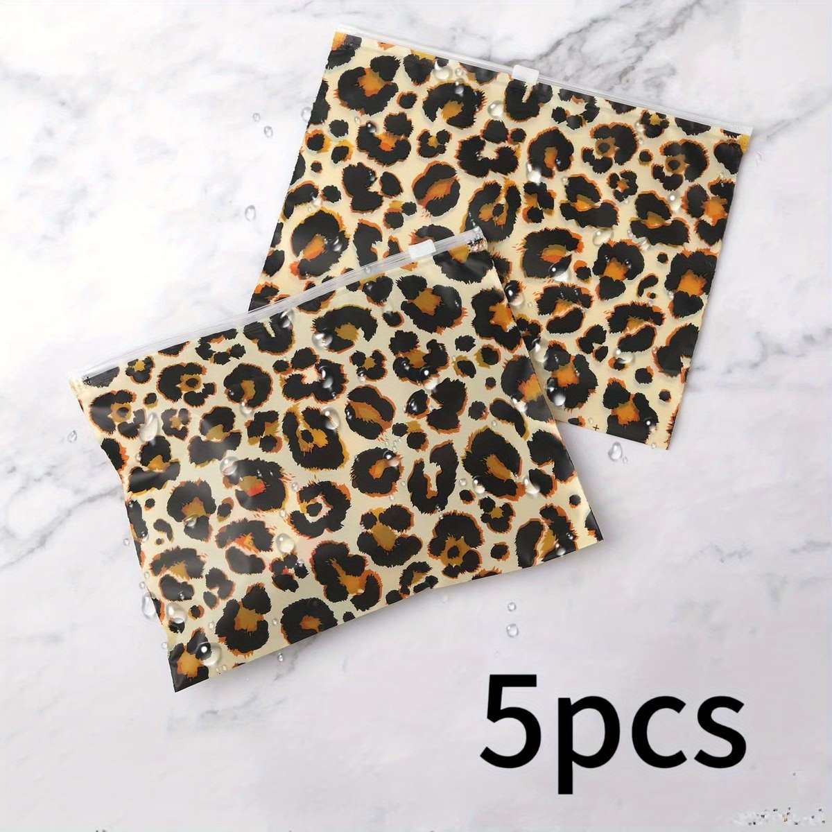 Storage Bag Color 5Pcs Leopard Print Cosmetic Bag