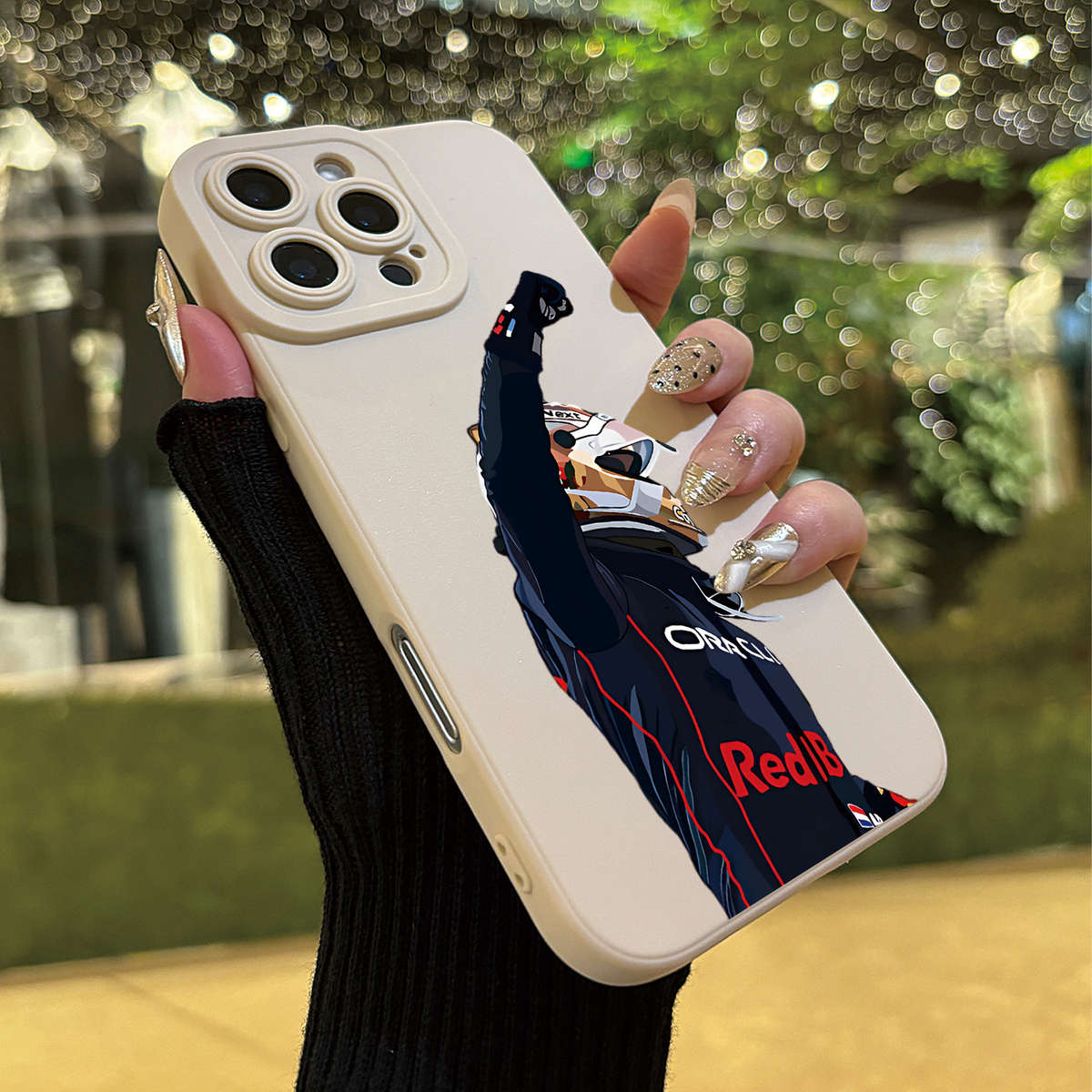 1Pc White For iPhone 16 Plus Angel Eye Racing Driver Phone Case