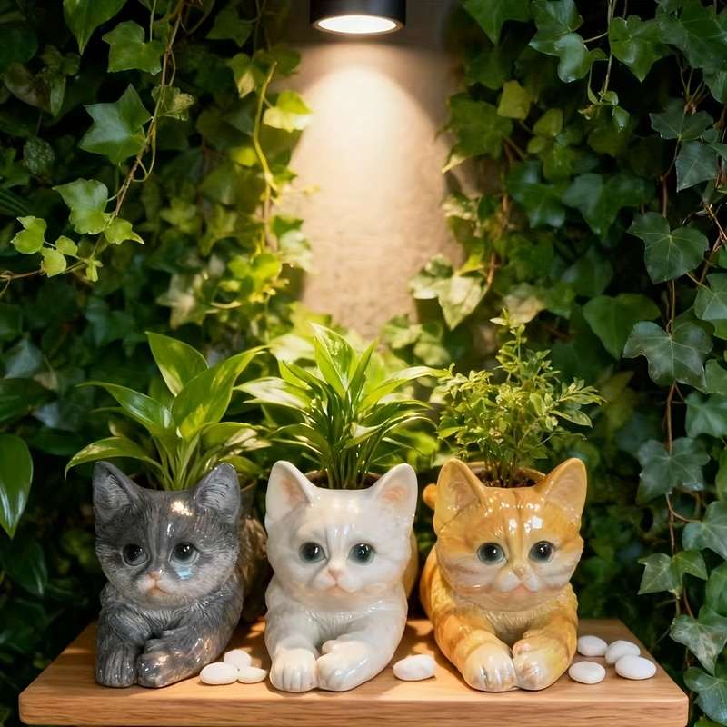 Flowerpot  1Pccolor Gray Cat Planter