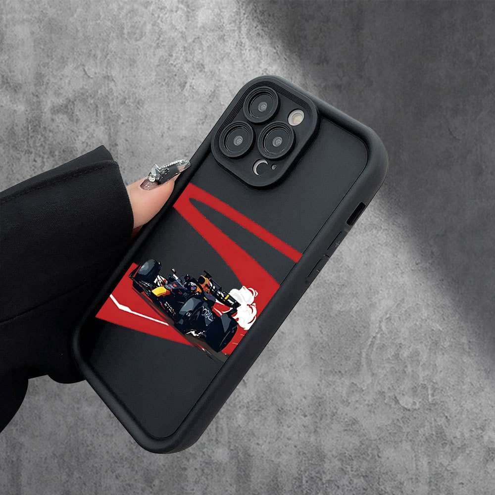 1Pc Black For iPhone 14 Cool Racing Car Design Phone Case