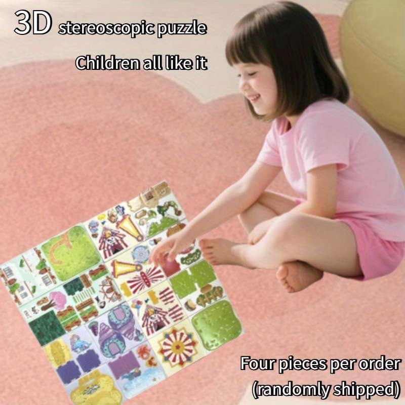 3D Building Model Puzzle Set Model Random Quantity 4 Pcs