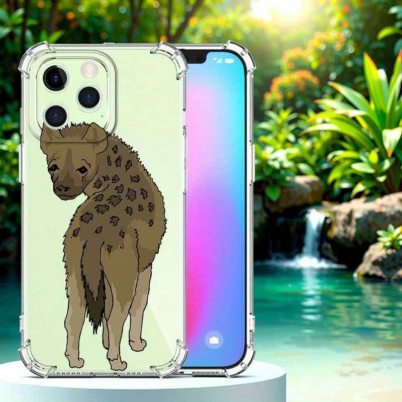 1Pc Transparent For iPhone 14 Pro Max African Wild Dog Pattern Phone Case