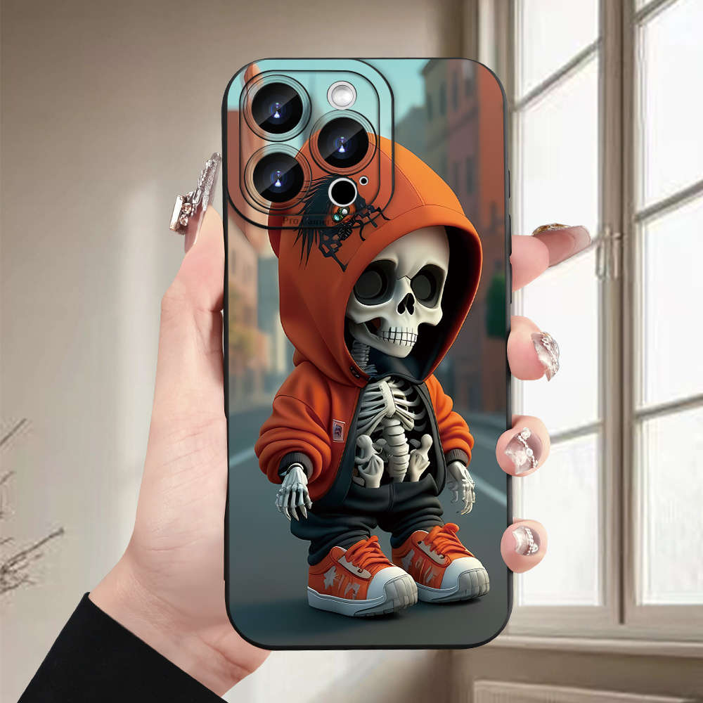 1Pc Black For iPhone XR Skull Pattern Phone Case