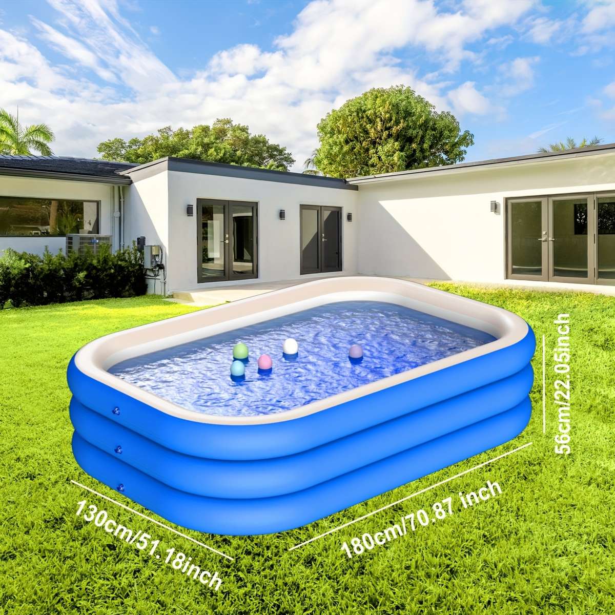 Swimming Pool Color Blue And White 259.99 Cm 4 Layers