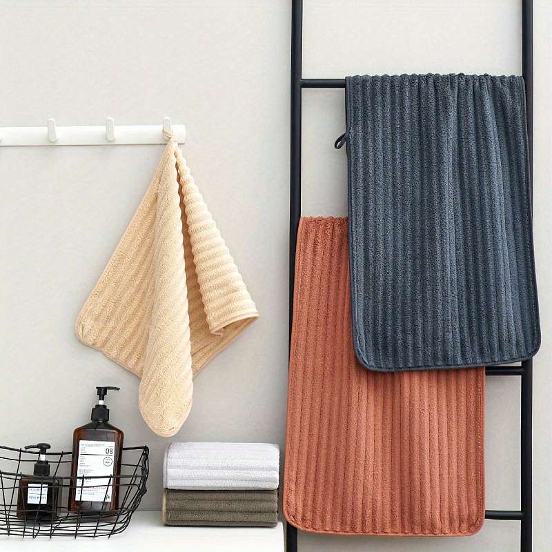 5Pcs Dark Microfiber High Hand Towels Stripe Comfortable Quality Soft Candy