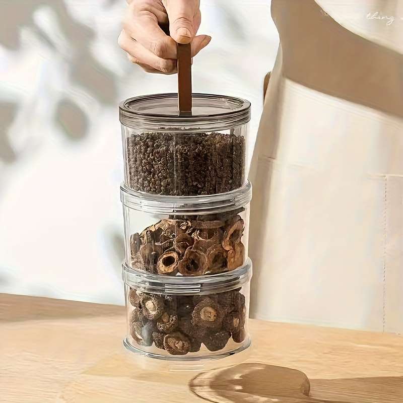 Sealed Jar Quantity 3Piece Set Round Handheld Spice Storage Box