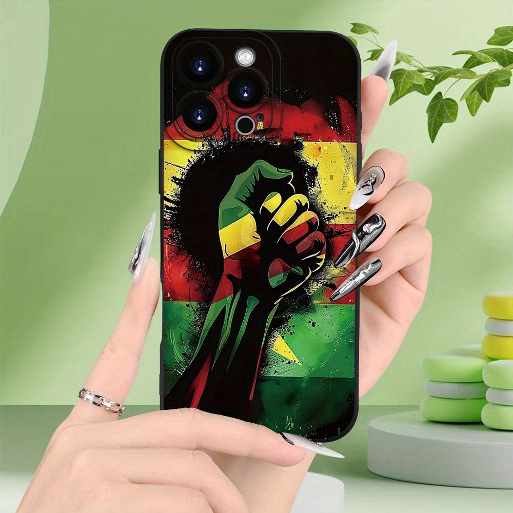 1Pc Black For iPhone 7 Plus 8 Plus Power Fist Flag Pattern Phone Case