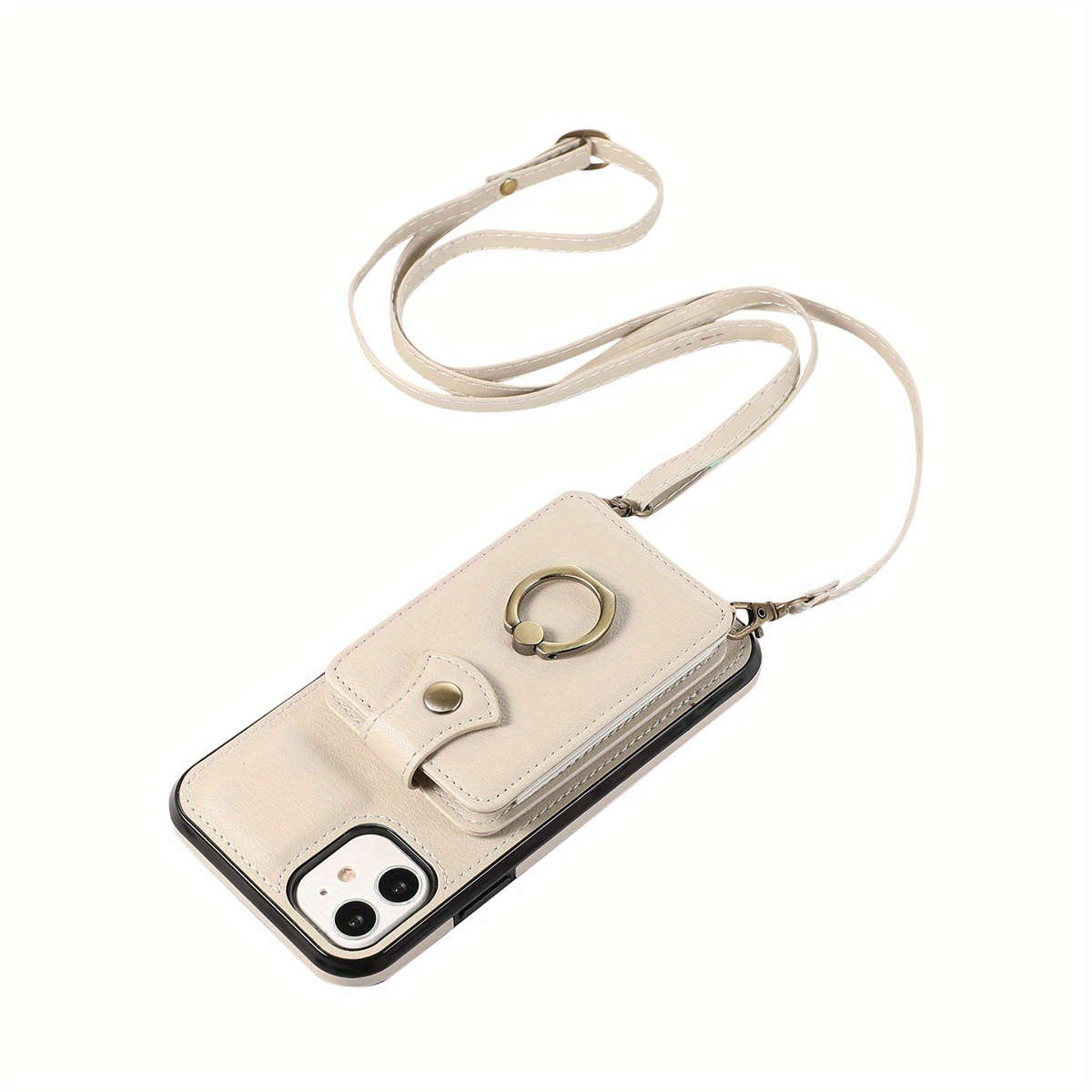 1Pc Beige For iPhone 12 Protective Case Wallet Phone Case