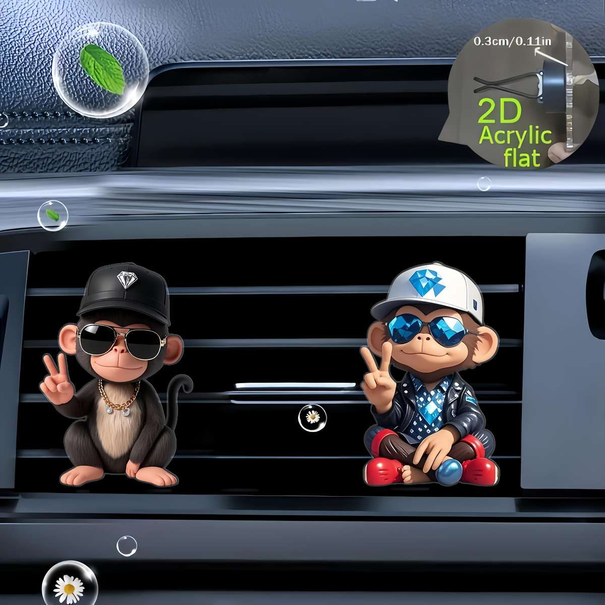 Car Interior Decor Style 2Pcs Monkeys