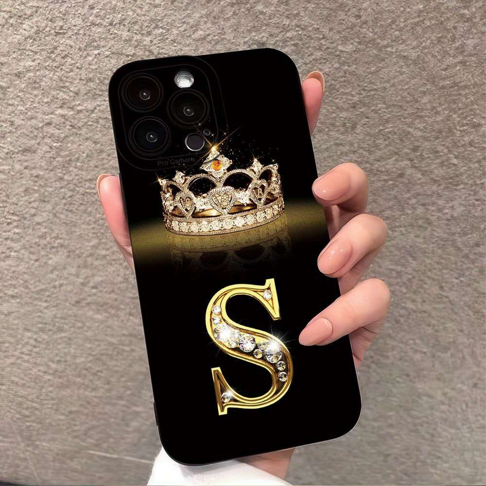 1Pc Black For iPhone 13 Mini Crown S Design Phone Case
