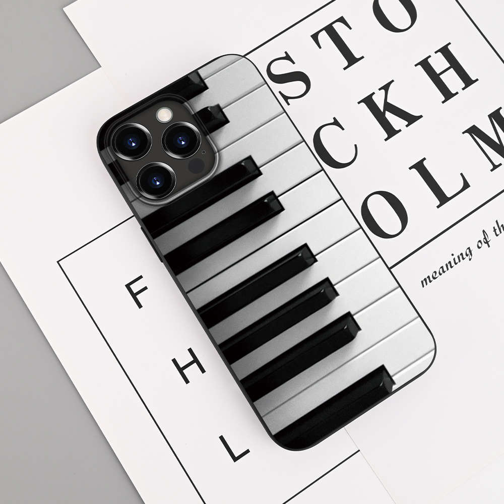 1Pc Black For iPhone 12 Piano Music Note Phone Case