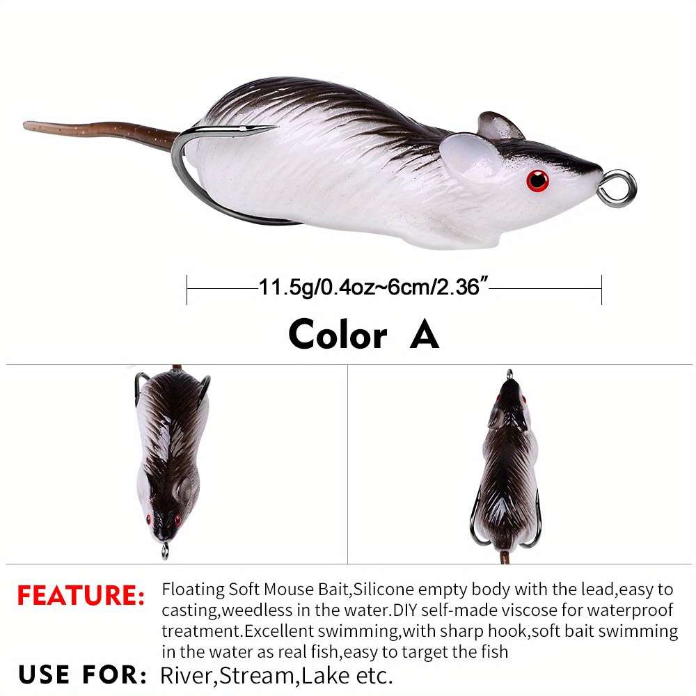 1pc Lure Bait Frog Mouse Double Hook Simulation Mouse Frog 6cm 11.5g