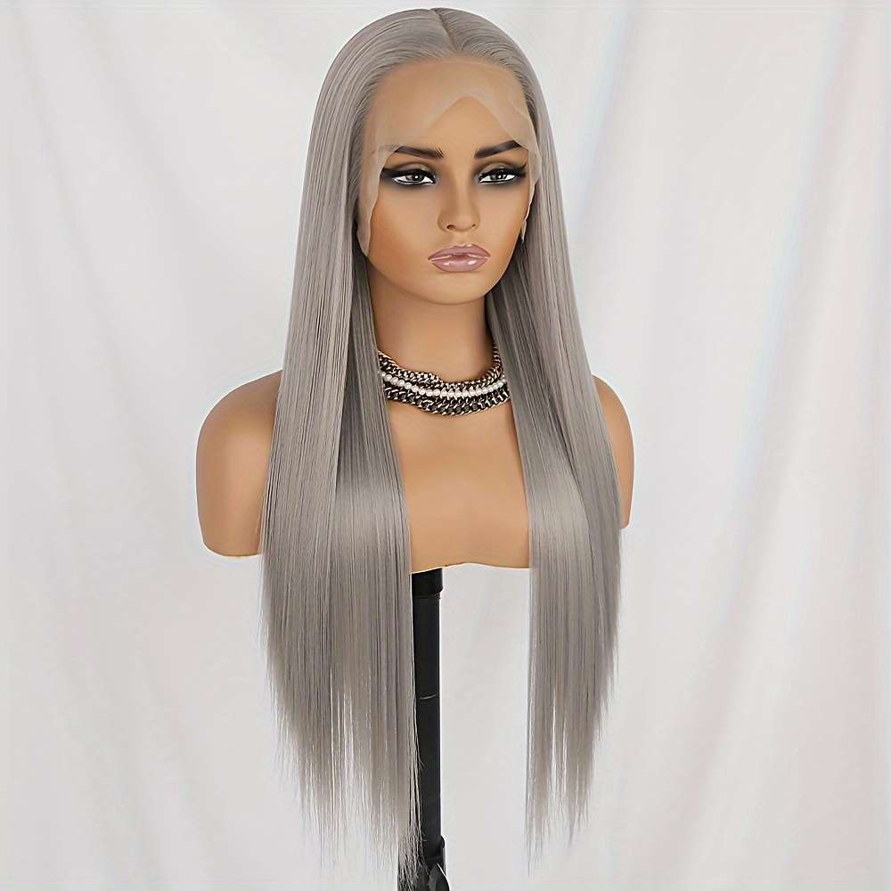 Grey Womens Wigs Hair Length 66.04Cm