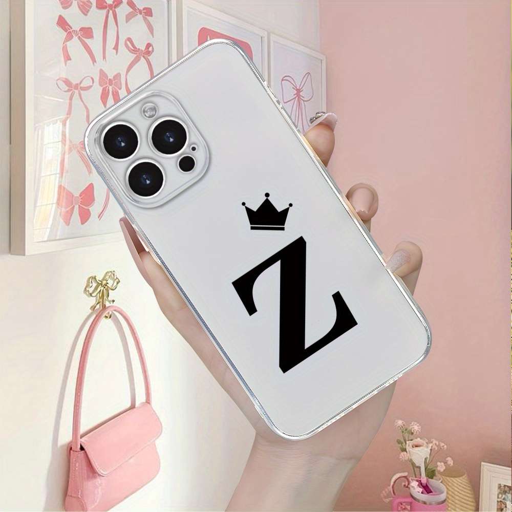 1Pc Transparent For iPhone 7 Letter Z Black Crown Phone Case