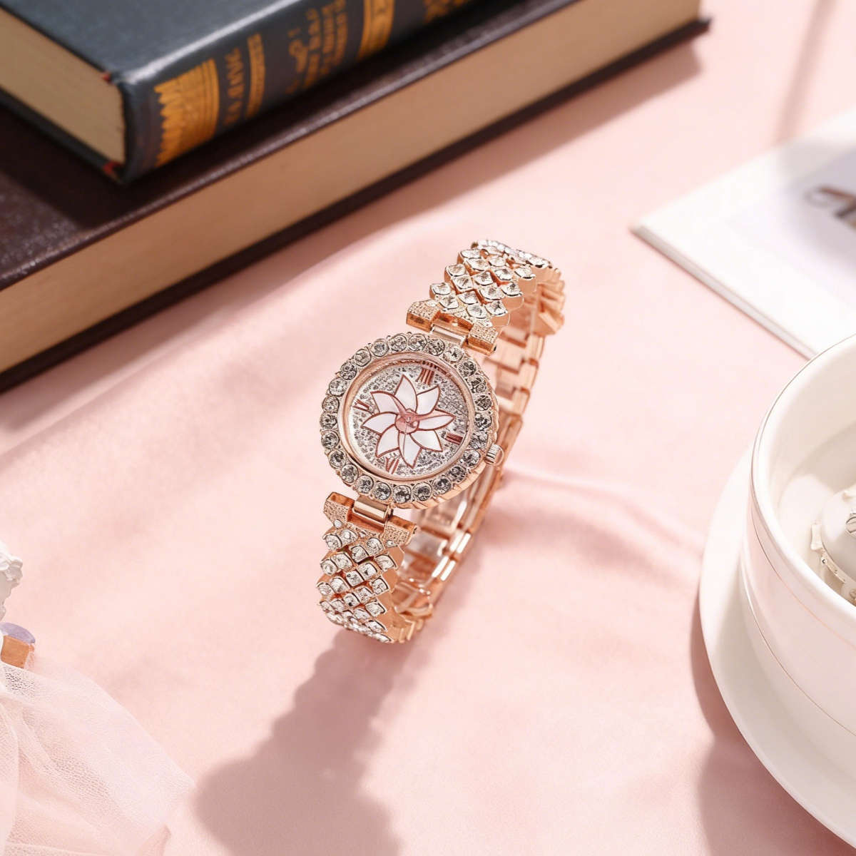 6Pcs Classic Quartz Women Watch Jewelry Includes Necklace Ring Earrings