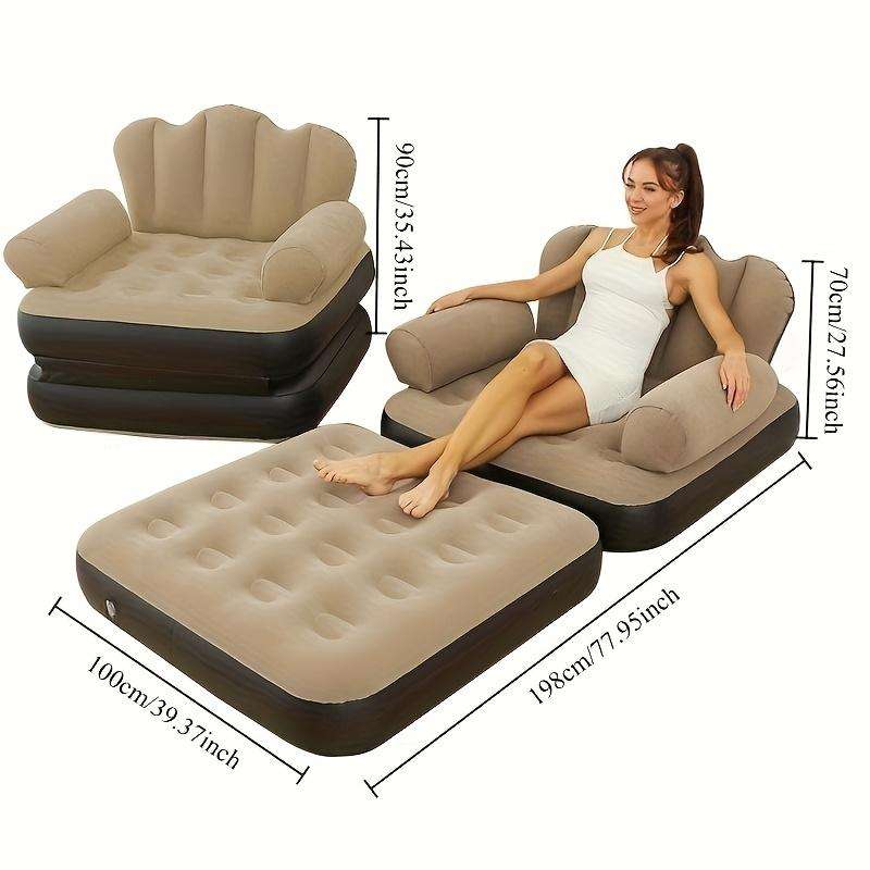 Ergonomic Inflatable Mattress Armrests Camping Air Bed 5 In 1 Inflatable Sofa