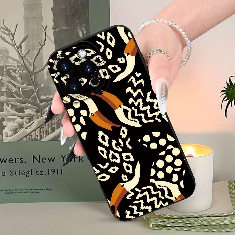 1Pc Black For iPhone 8 Plus African Style Feather Phone Case