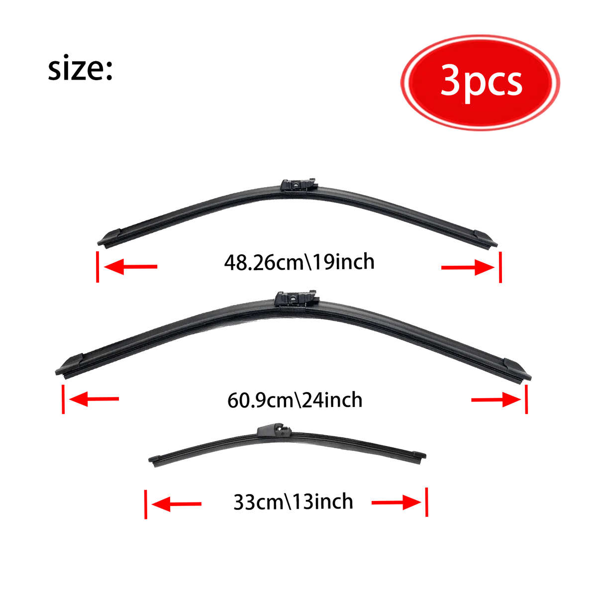 Windshield Wipers Quantity 3Pcs