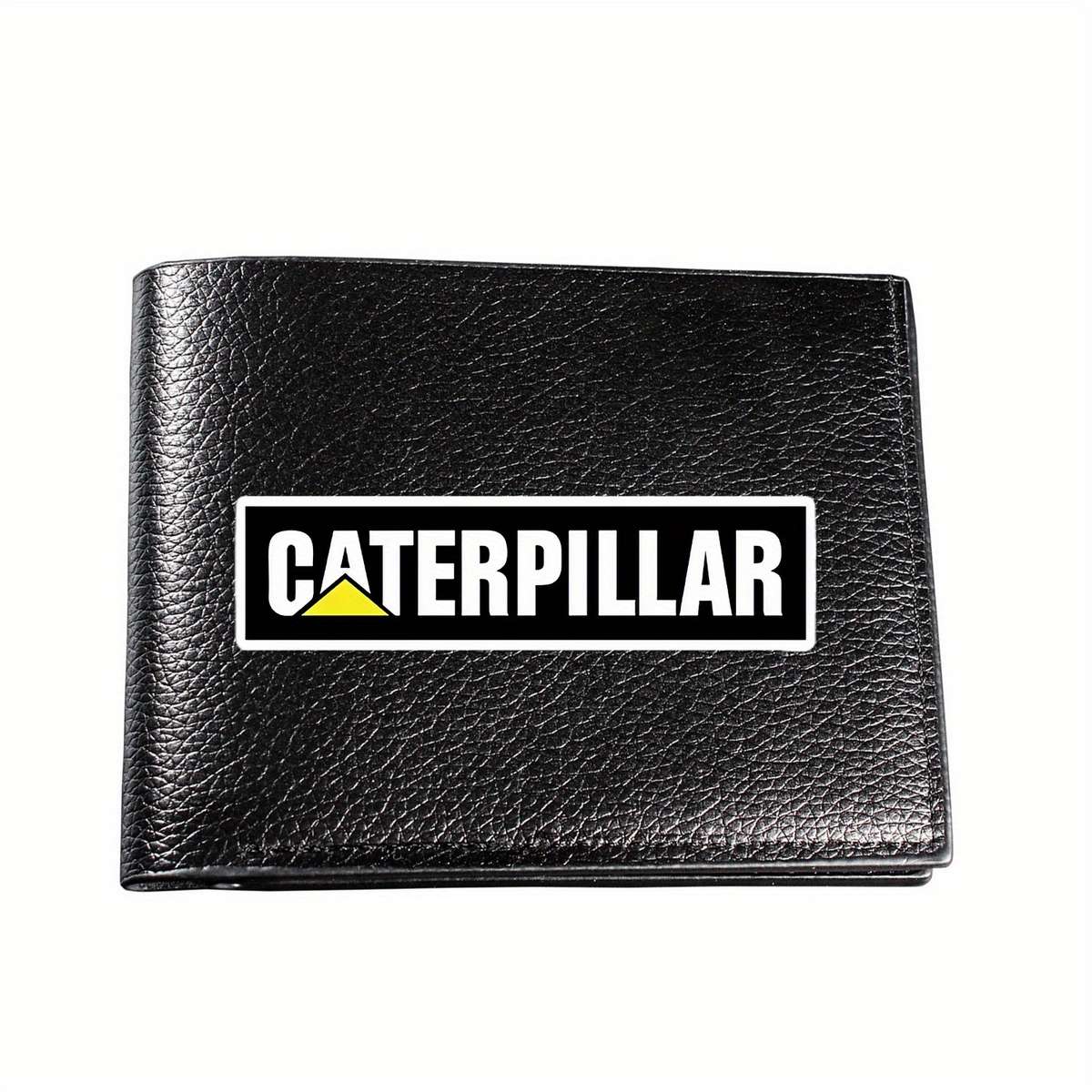 Caterpillar Logo Men'S Faux Leather Walletcasual Style Multifunctional Short Bifold Wit