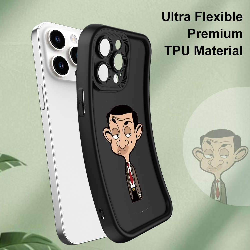1Pc Black For iPhone XR Mr Bean Pattern Phone Case