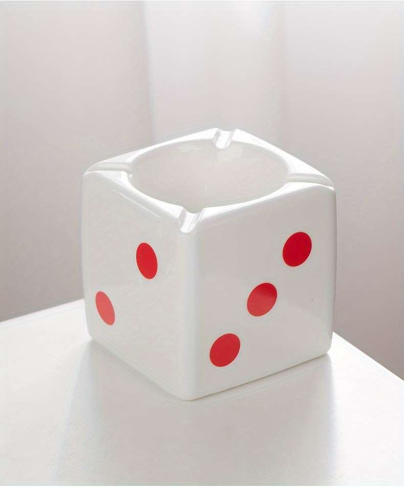 Classic Creative Ceramic Ashtray Dice Shape Storage Table Decoration Model Dot