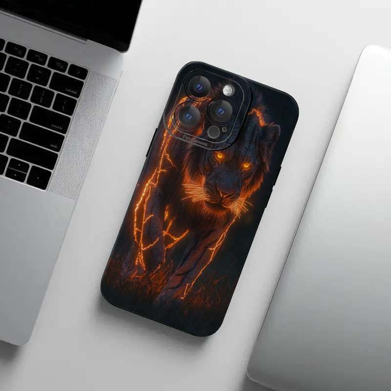 1Pc Black For iPhone 16 Plus African Tiger Phone Case