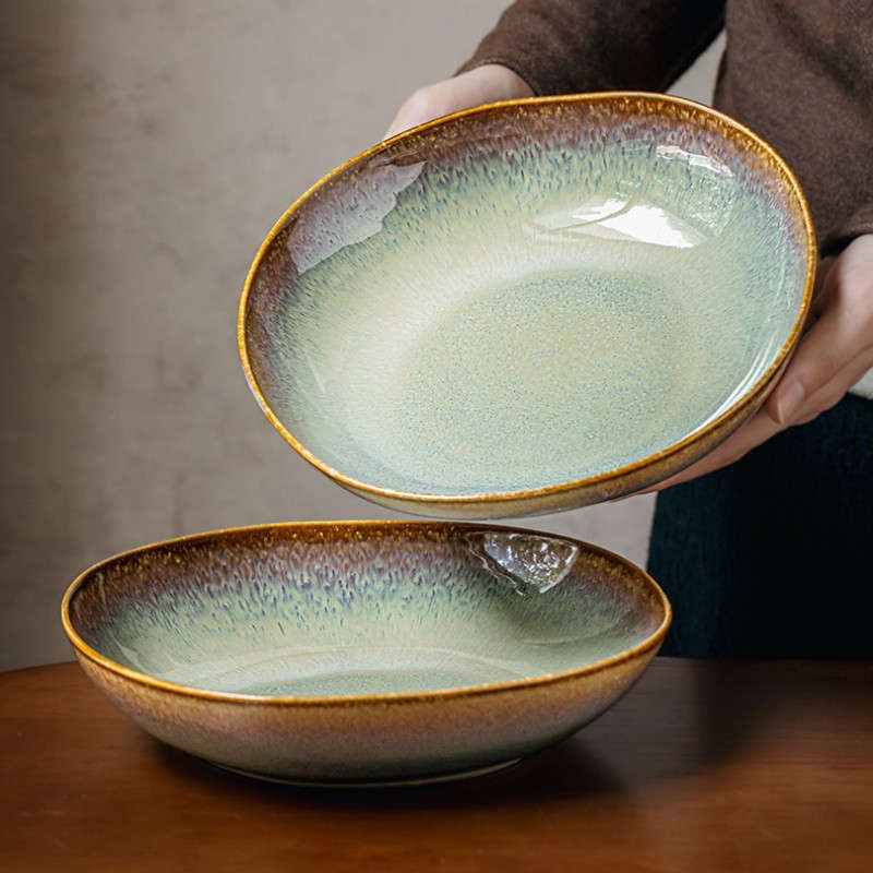 Bowl Model Poppy Green  Colored Flame Plate