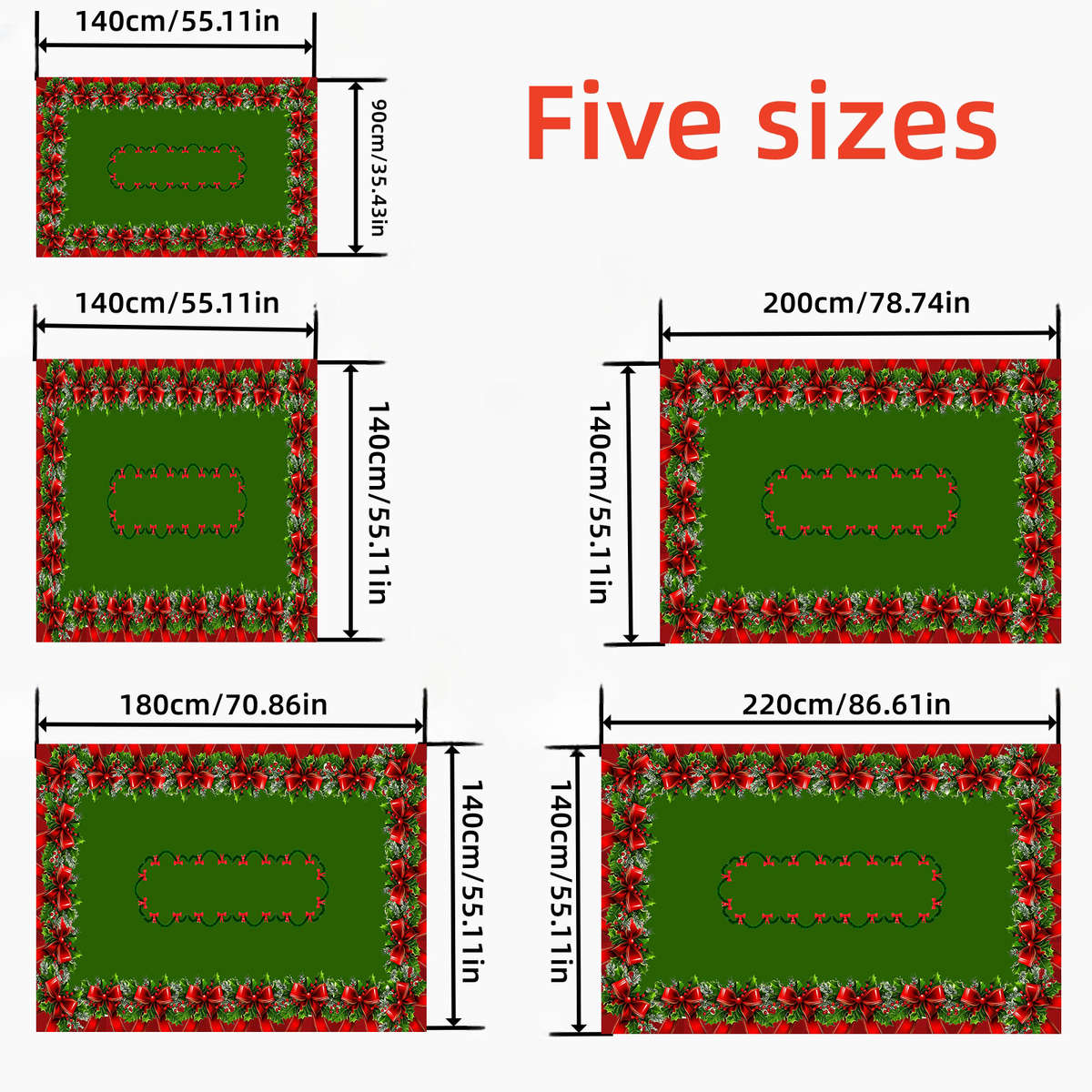 Christmas Tablecloth Size 140X220Cm