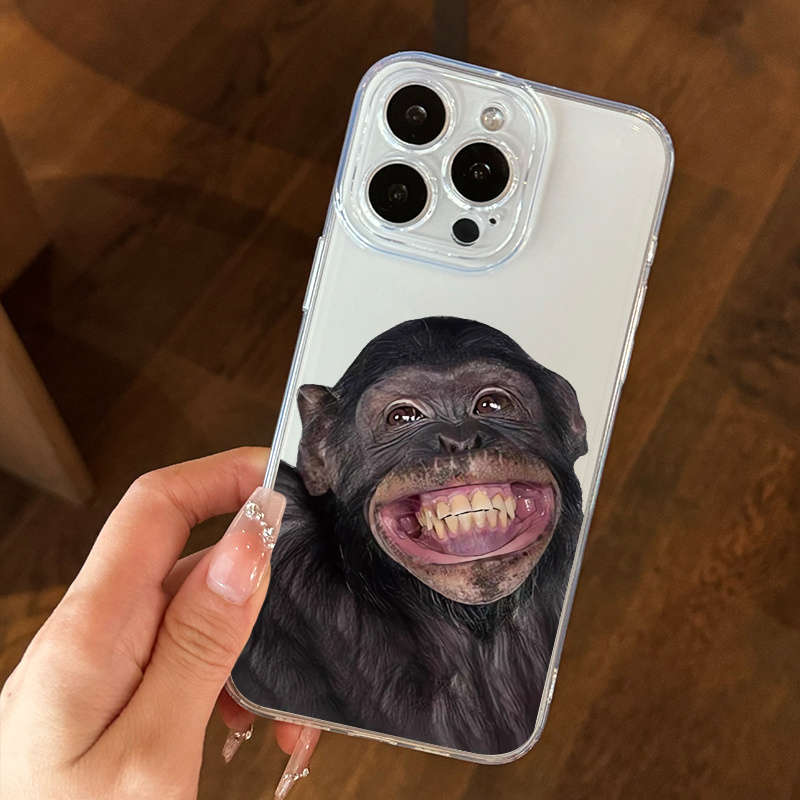 1Pc Mixed Color  For iPhone 15 Pro Gorilla Pattern Phone Case