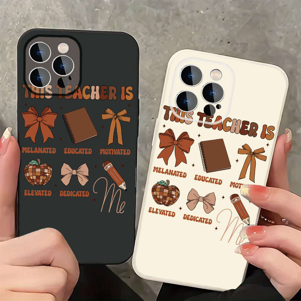 1Pc Ivory White For iPhone 14 Pro Celebrating Empowered Teachers Phone Case