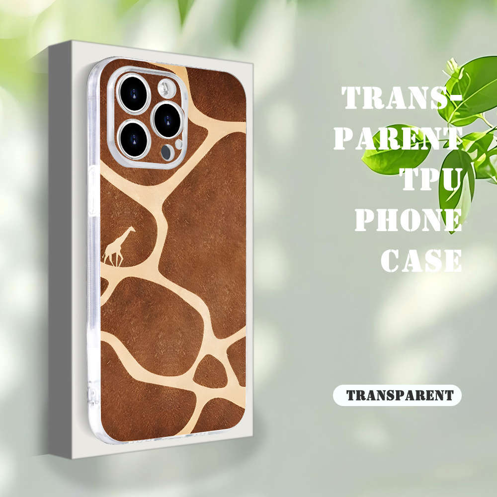 1Pc Transparent For iPhone 16 Plus Giraffe African Pattern Phone Case