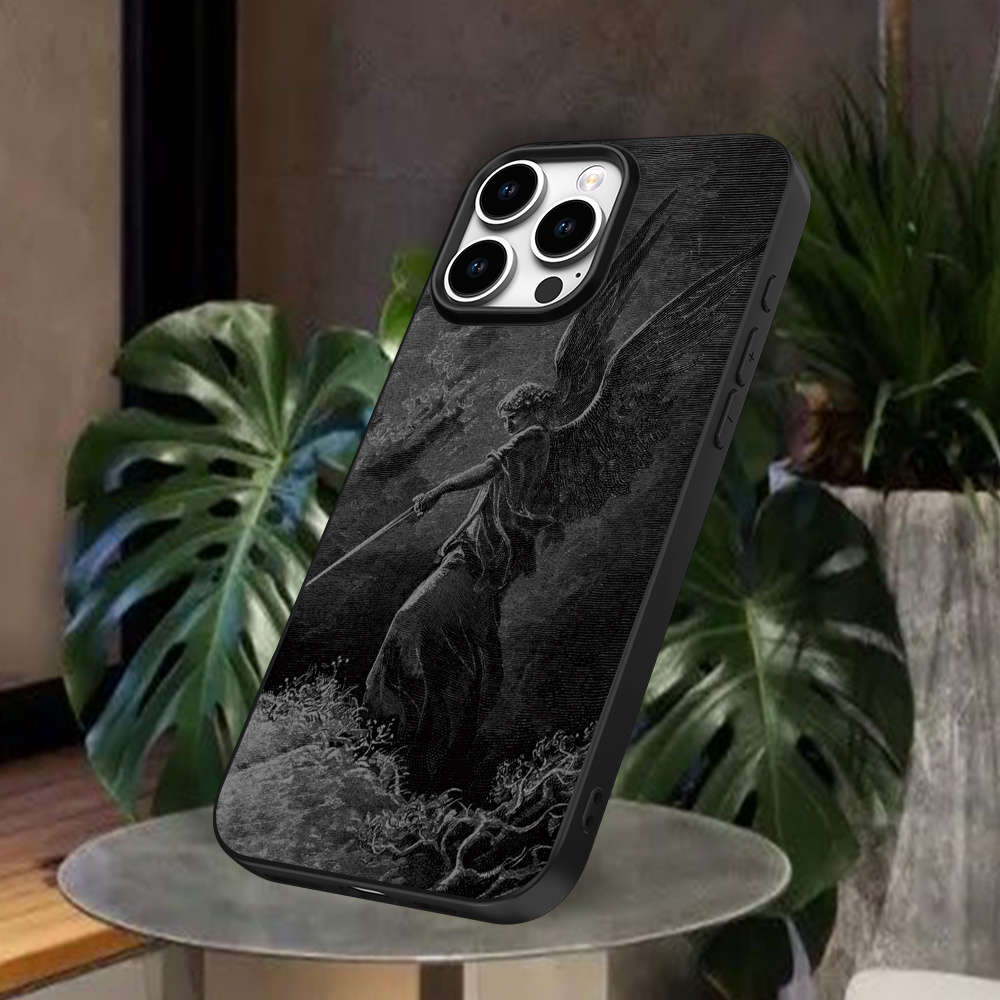 1Pc Black For iPhone 7 Angel Design Phone Case