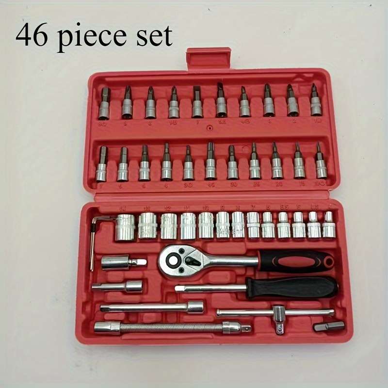 Screwdriver Bit Tool Set Color Red 46 Piece Set