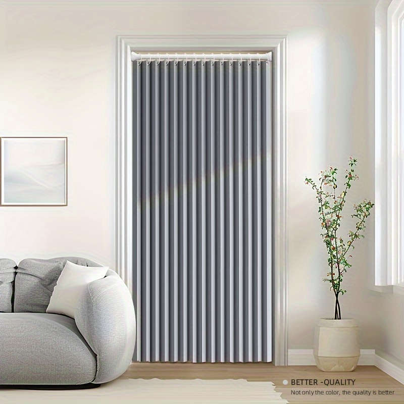 Robust Rodless Foldable Door Curtain With Plastic Hooks And Storage Straps