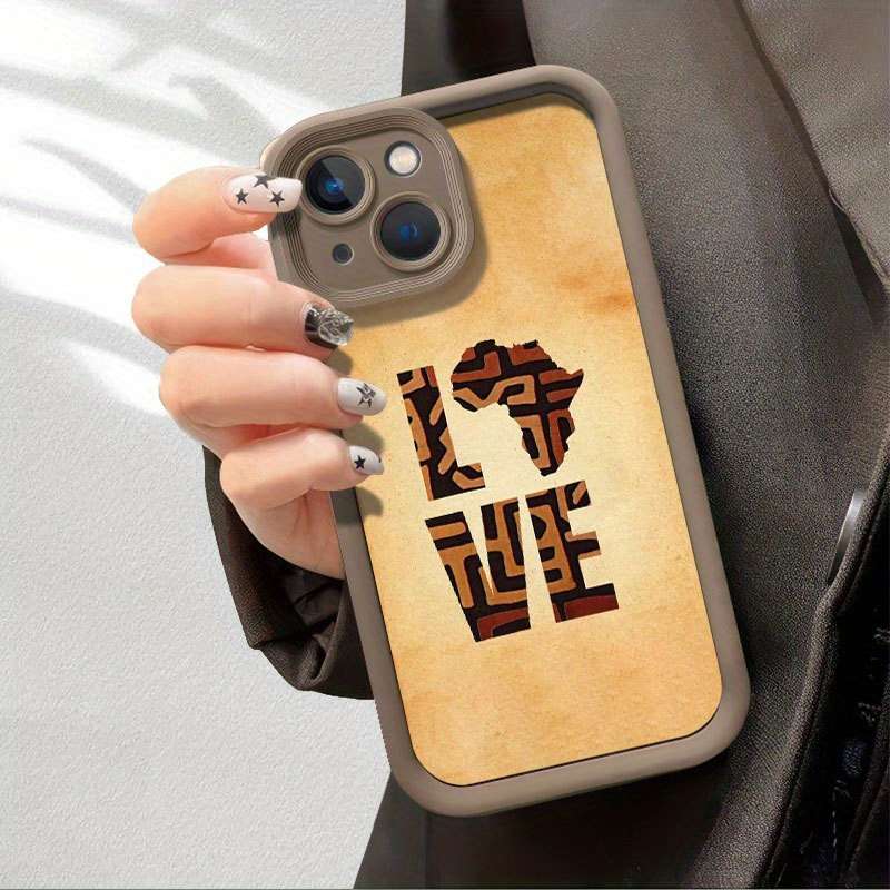 1Pc Dark Brown For iPhone 14 Pro Love African Phone Case