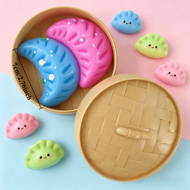 Squeezable Toys Color Random Style 2 Dumplings 1 Lid 1 Base