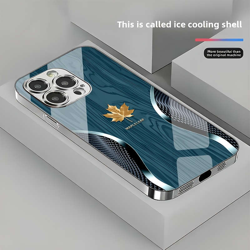 1Pc Mixed Color  For iPhone 14 Plus Golden Maple Leaf Phone Case