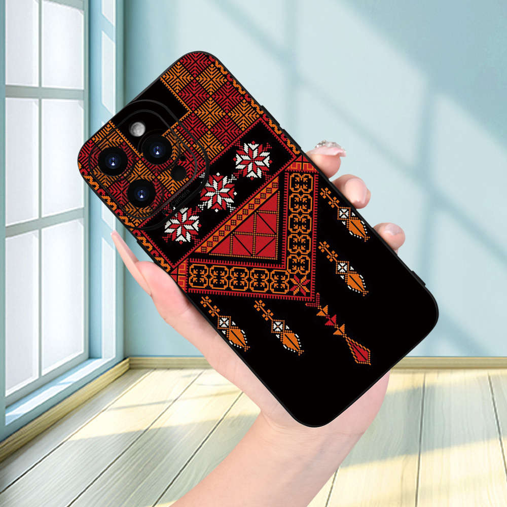 1Pc Black For iPhone 16e African Style Geometric Phone Case