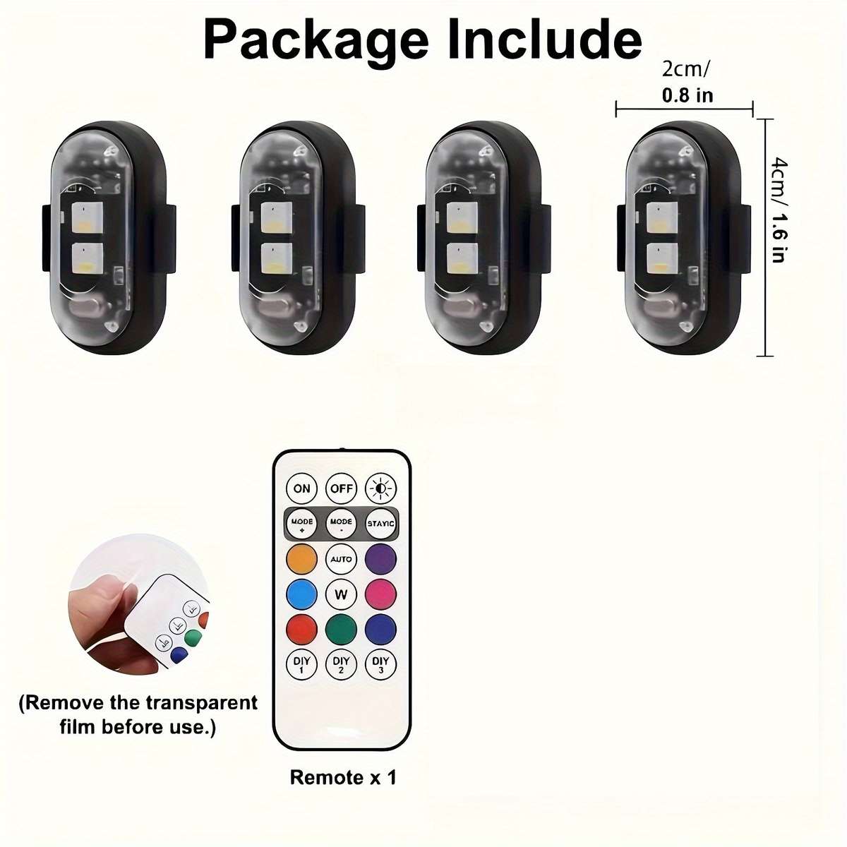 Car Lights Color 2 Lights 1 Remote Control