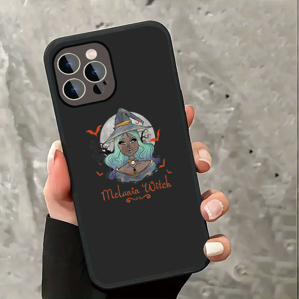 1Pc Black For iPhone 15 Pro Melanin Witch Phone Case