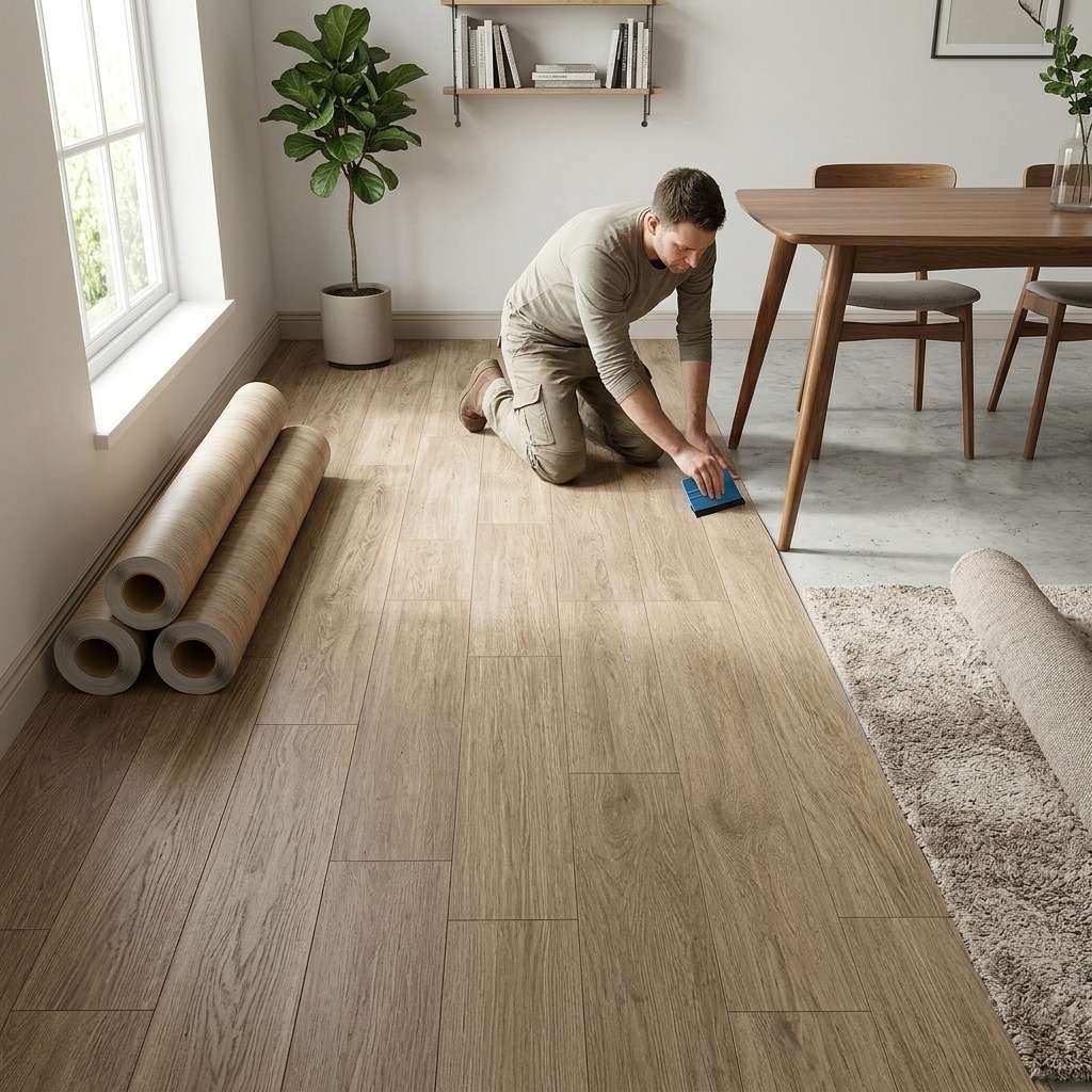 Self Adhesive Floor Stickers Maple Birch 40Cm*100Cm